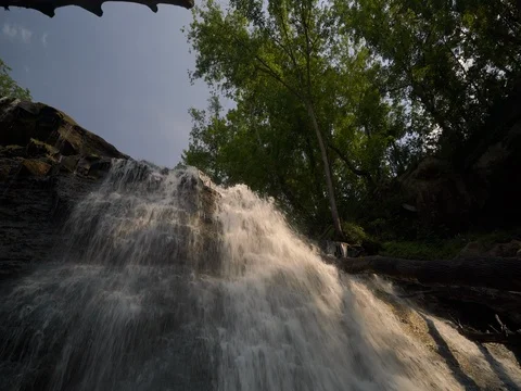 Pan down from base of Brandywine Falls Stock Footage 77167261