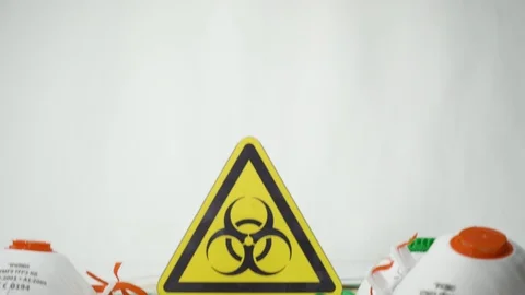 Pan Down Biohazard Face Mask Stock Footage 125873389