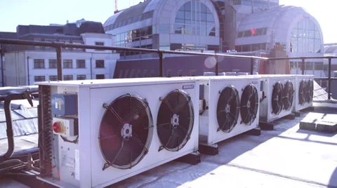 Pan Down Building to Air Con Units Vídeo Stock 39205613