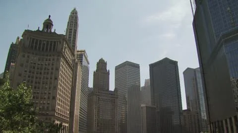 Pan Down of Chicago and Lake Michigan Stock-Footage 19298394