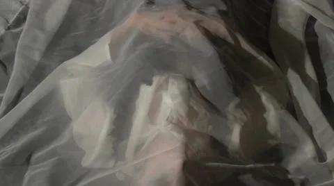 Pan Down on Cute Vampire Goth Girl Laying Down Pulls Veil and Sits Up CU Stock-Footage 41509513