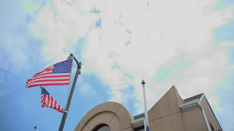 Pan down to the front of a generic police station Video stock 65384221