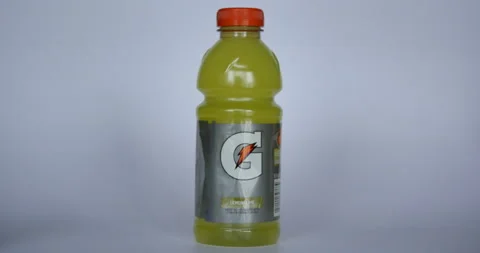 Pan Down to Gatorade Bottle Popular Sports Drink to Replenish Amino Acids a.. Stock Footage 232789986