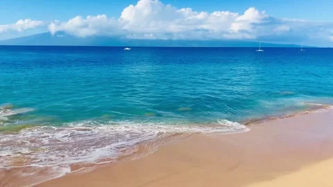 Pan down North Ka'anapali Beach, Maui, Hawaii Stock Footage 256351711