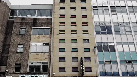 Pan down on old university building Stock Footage 160220454
