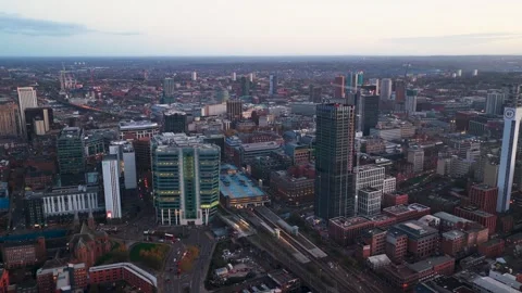 Pan down over Great Charles street Queens Way Birmingham United Kingdom Stock Footage 325783337