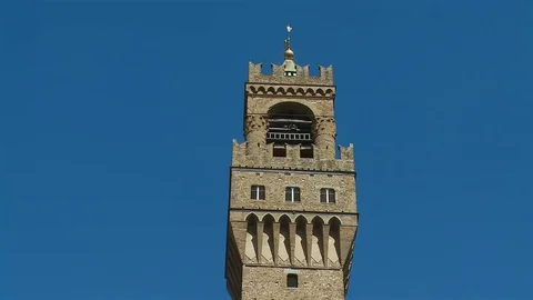 Pan down - Palazzo Vecchio, Piazza della Signoria, Florence Italy Stock Footage 74812898