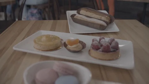 Pan down of pastries  Stock Footage 112821516