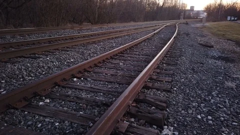 Pan down to Railroad Tracks Stock Footage 125919829