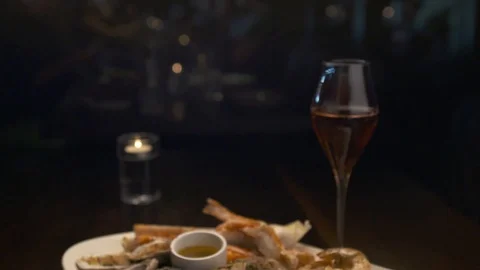 Pan down of seafood platter  Stock Footage 112660466