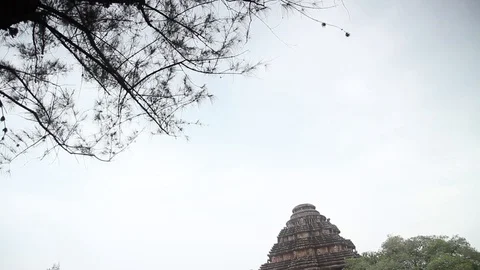 Pan down shot of Konark sun temple in Orrisa, India Stock Footage 91046960