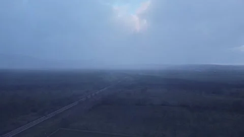 Pan down to the snowy road Stock Footage 158547529