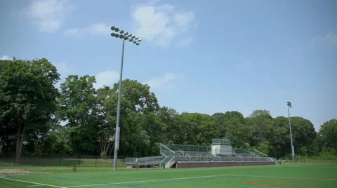 Pan down to a soccer goal Stock Footage 65383382