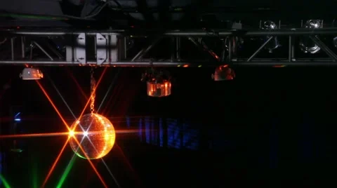 Pan Down to Spinning Discoball Stock Footage 46414865