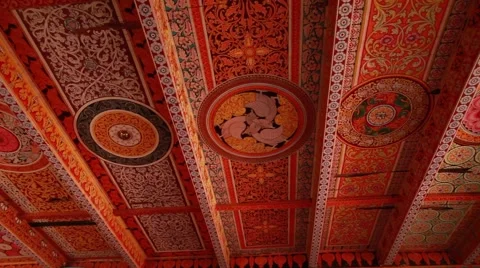 Pan down tiles to reclining Buddha_0609 Stock Footage 41344232