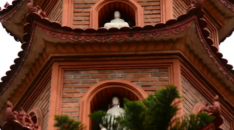 Pan Down / Tran Quoc Pagoda Temple in Hanoi Vietnam Stock Footage 45403559