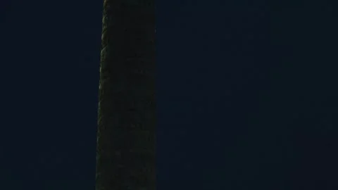 Pan down on the Vendome column at nigh in Paris Stock Footage 296030367