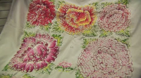 Pan Down View of Hand Crafted Fabrics Made In Mexico Stock-Footage 19326356