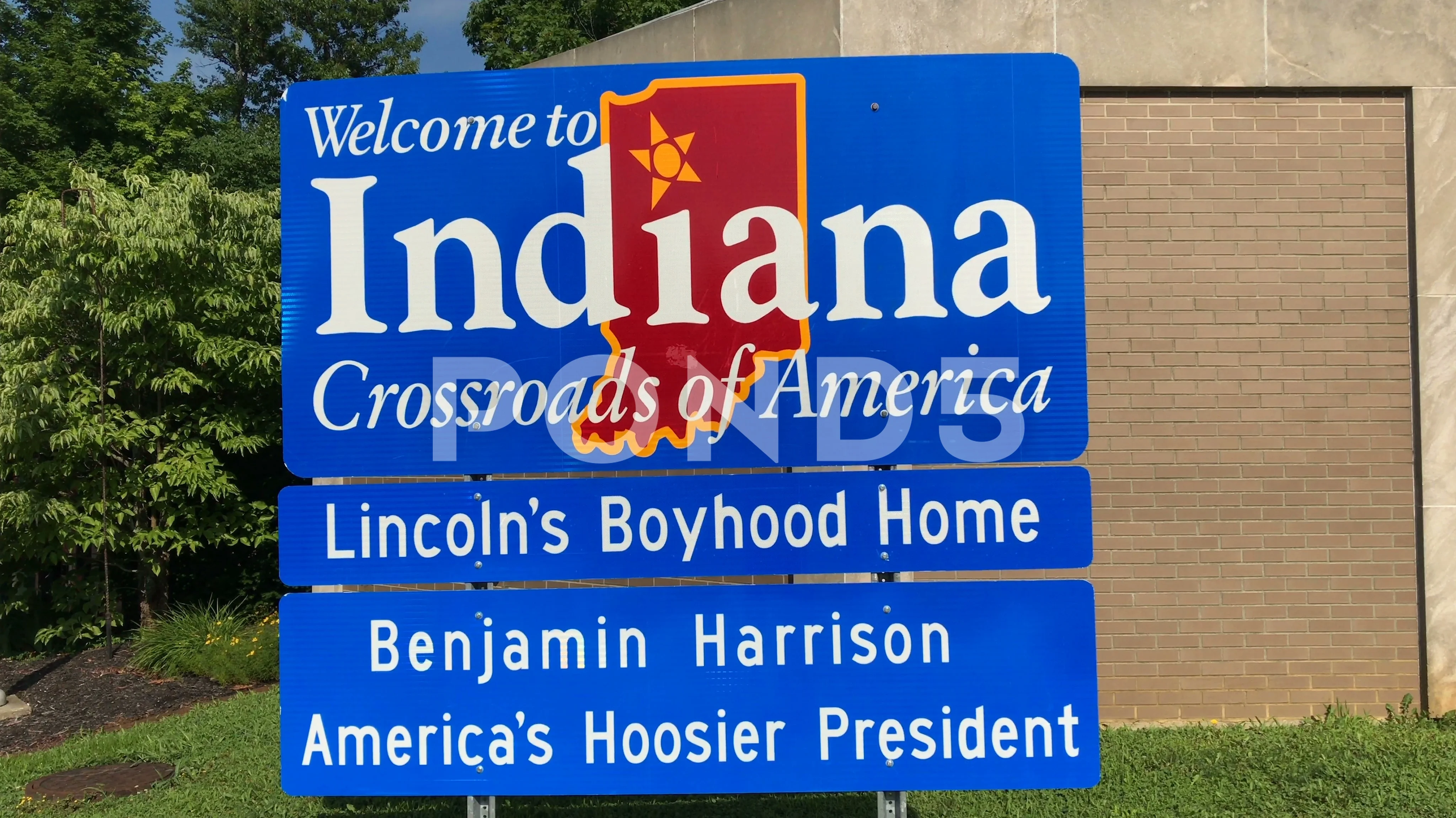 Pan Down To Welcome To Indiana Sign Stock Video Pond5