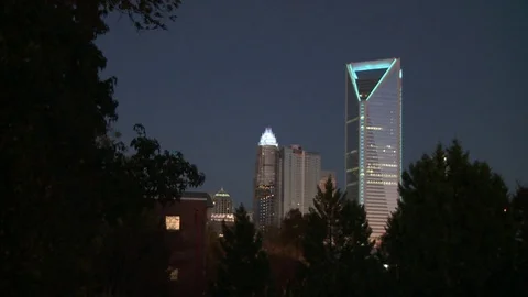 Pan of Downtown Charlotte NC Stock Footage 80270787