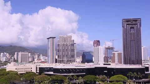 Pan of Downtown Honolulu Stock Footage 52002177