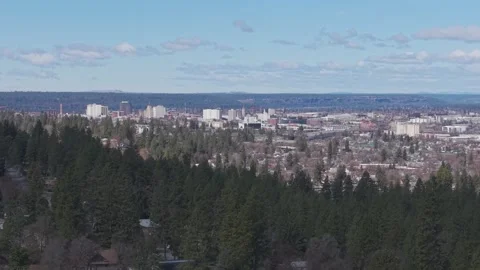 Pan of Downtown Spokane Stock Footage 307236488