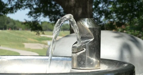Pan of Drinking Fountain Stock Footage 89776683