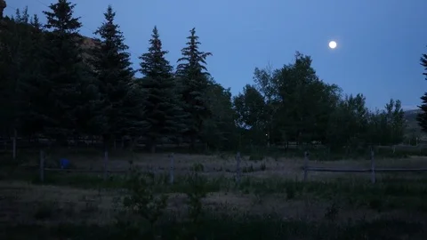 Pan dry mountain yard at night. Stock Footage 72259003