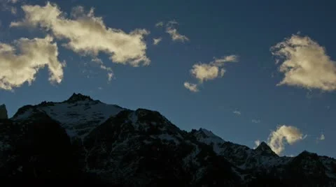 Pan during dusk of Fitzroy range in Argentina Stock Footage 12516370