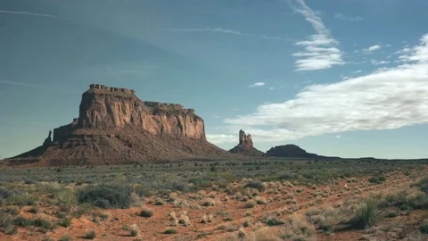 Pan of eagle mesa at monument valley, utah Stock Footage 76059655