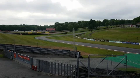 Pan of an empty Brands Hatch Indy circuit Video stock 110910916