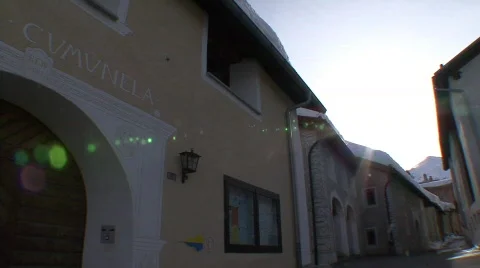 Pan engadin house madulain Stock Footage