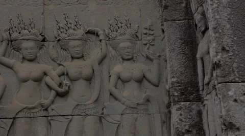 Pan engraved statues - Angkor Wat Stock-Footage 53137073