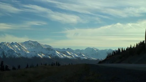 Pan Entire Mountain Range Stock Footage 92401458