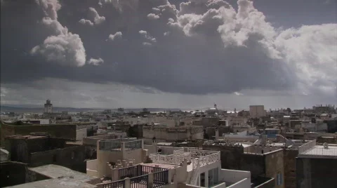 Pan of Essaouira rooftops 스톡 동영상 399585