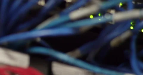 Pan of Ethernet cables in a Television station Stock Footage 45487053