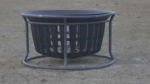 Pan of feeder on farm Stock Footage 199131582