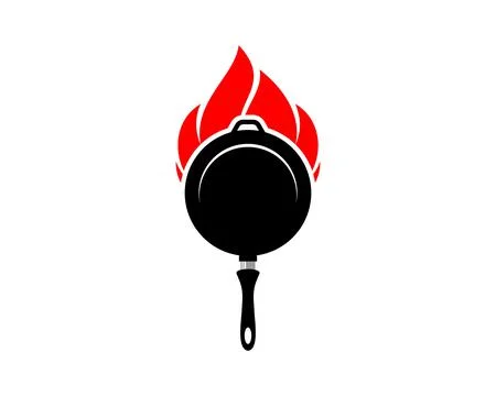 Pan with fire on the back Stock Illustration