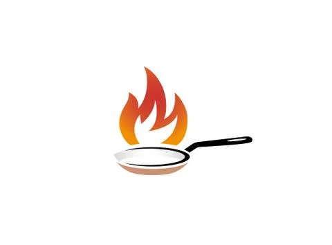 Pan Fire Cook Logo Design Stock Illustration
