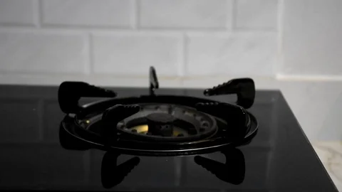 A pan on the fire stove. Stock Footage 88786618
