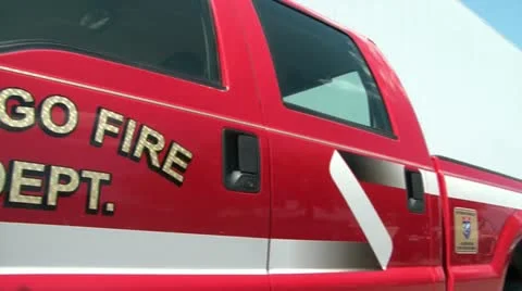 Pan of Fire Truck Video stock 12600328