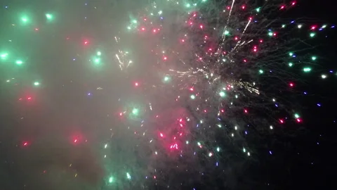 Pan on to fireworks finale Stock Footage 304189186