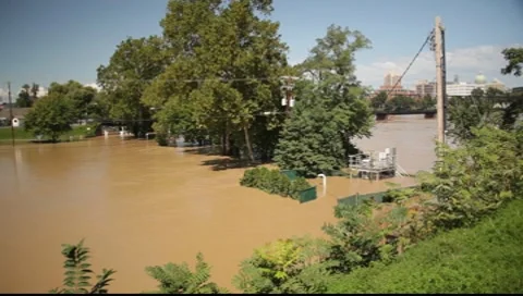 Pan of a Floded Parking Lot 스톡 동영상 8649375