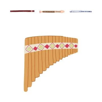 Pan flute and various wind instruments collection イラスト素材