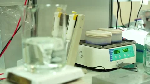 Pan focus of the laboratory machines working Stock Footage 145867484