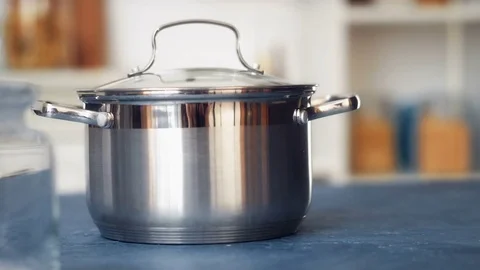 Pan with food on the kitchen table Stock Footage 73238222