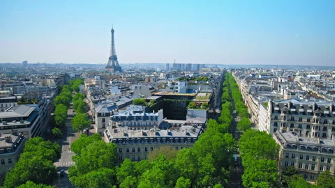 Pan footage of panoramic view of Paris from above. Stock Footage 245453820