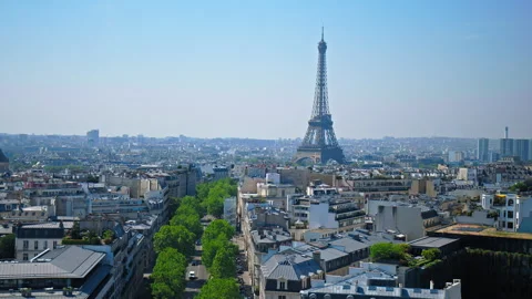 Pan footage of panoramic view of Paris from above. Stock Footage 245453856