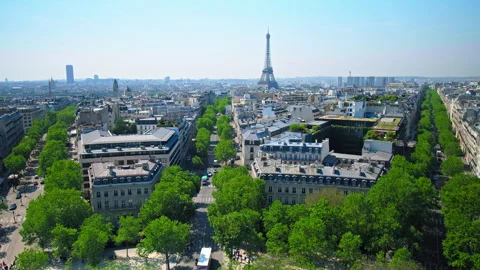 Pan footage of panoramic view of Paris from above. Stock Footage 245453897