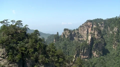 Pan of Forest Mountains in China Stock Footage 120531462